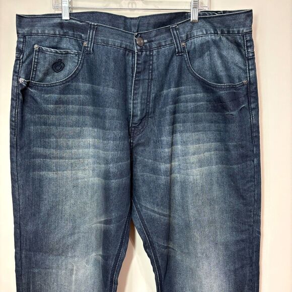 Eight 732 Blue Jeans Mens 40X34 Dark Wash Distress Streetwear Skater Hip Hop Y2K - Picture 3 of 15
